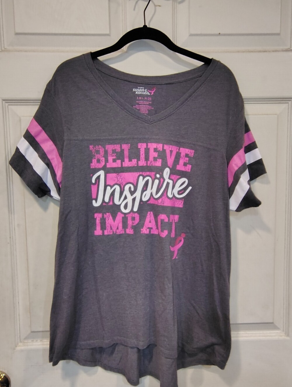 Susan G Komen Women's Size 2X Grey Breast Cancer Awareness Tee